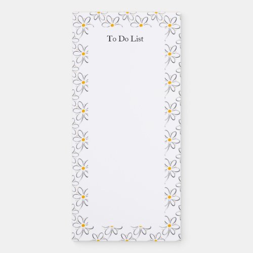 White Daisy Pattern Magnetic Notepad