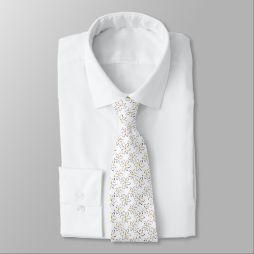 White Daisy Pattern Neck Tie