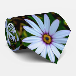 White Daisy Pattern Neck Tie