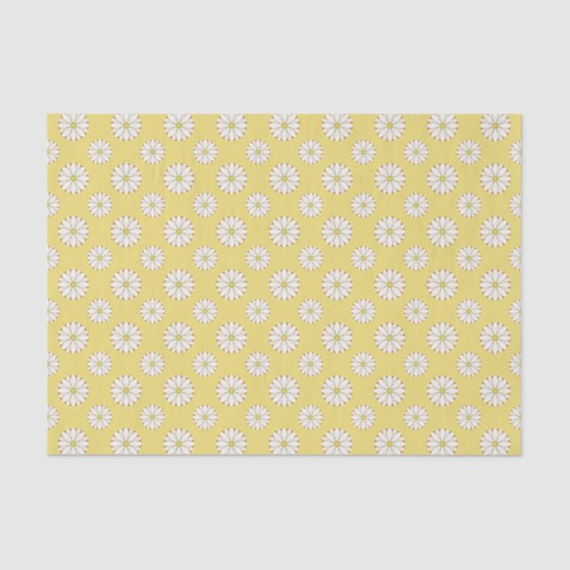 White Daisy Pattern on Golden Yellow Tissue Paper (Front)