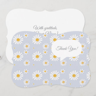 White Daisy Pattern on Soft Gray Thank You Card