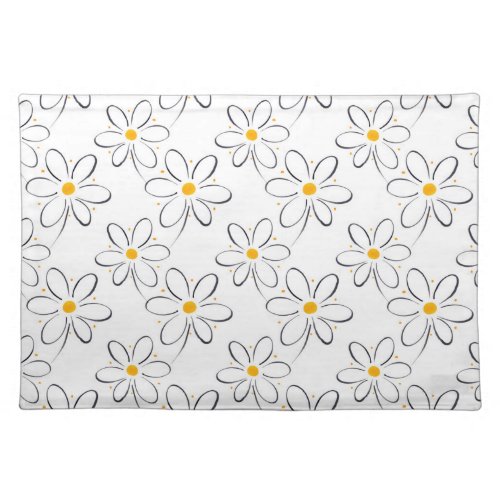 White Daisy Pattern Placemat