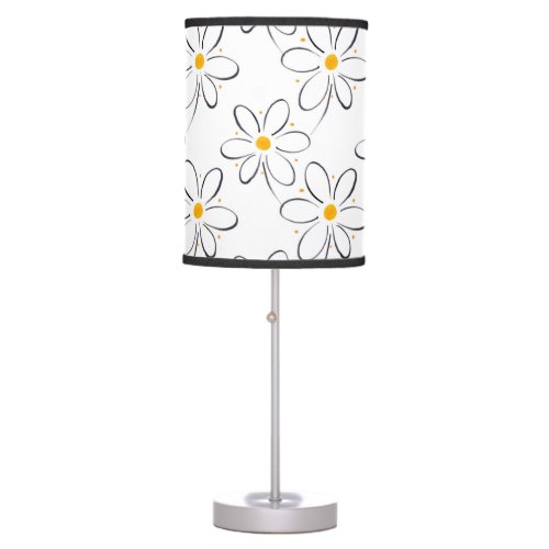 White Daisy Pattern Table Lamp