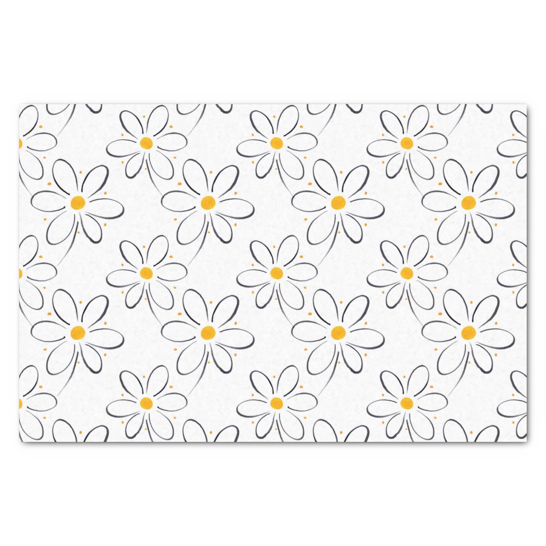 White Daisy Pattern Tissue Paper | Zazzle