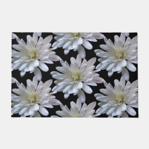 White daisy pattern white flowers doormat