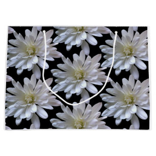 White daisy pattern white flowers large gift bag