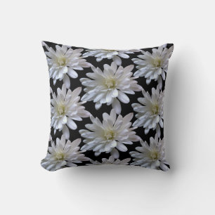 White daisy pattern white flowers throw pillow