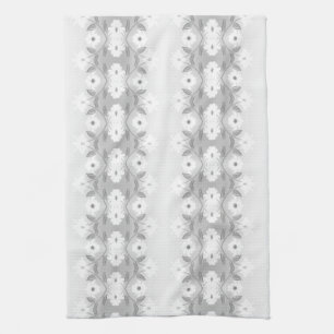 White daisy pattern with grey kitchen towel