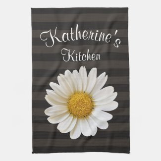 White Daisy Personalized Dark Striped