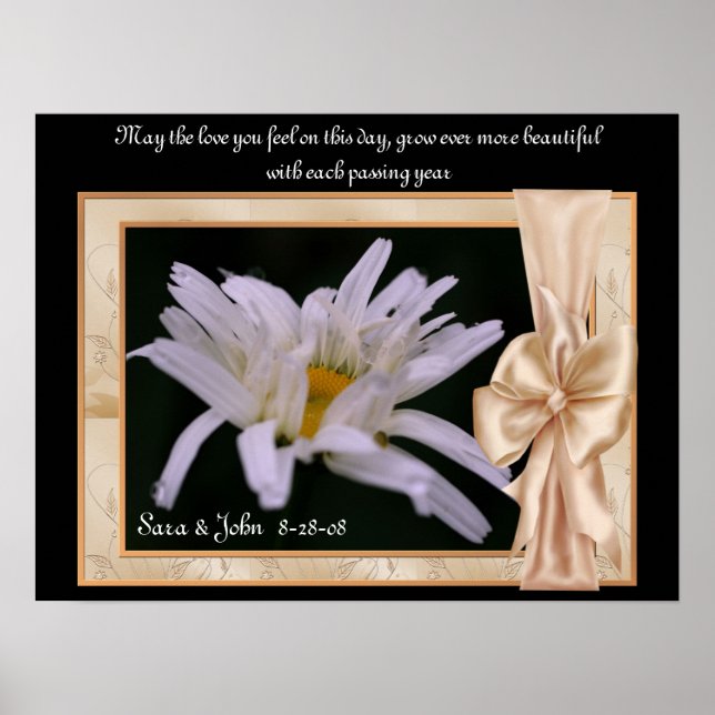 White Daisy Personalized Wedding Anniversary Print (Front)