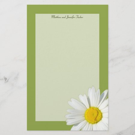 White Daisy Personalized Writing Paper Stationery