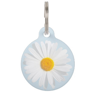 white daisy pet ID tag