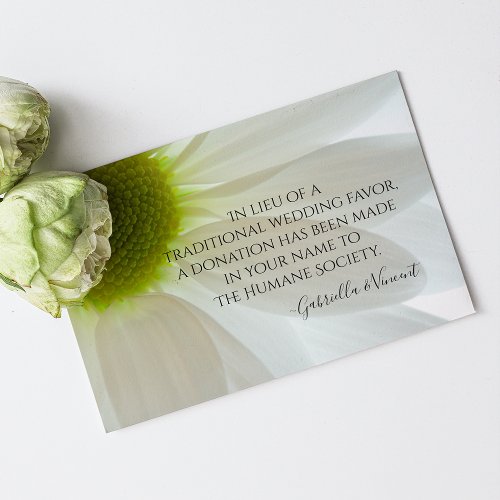 White Daisy Petals Wedding Charity Favor Card