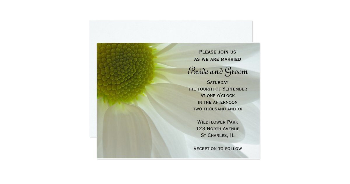 White Daisy Petals Wedding Invitation | Zazzle