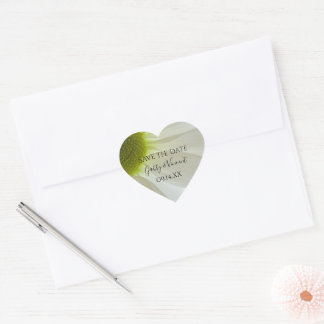 White Daisy Petals Wedding Save the Date Heart Sticker
