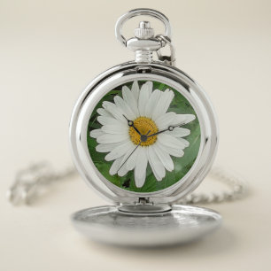 White Daisy Pocket Watch