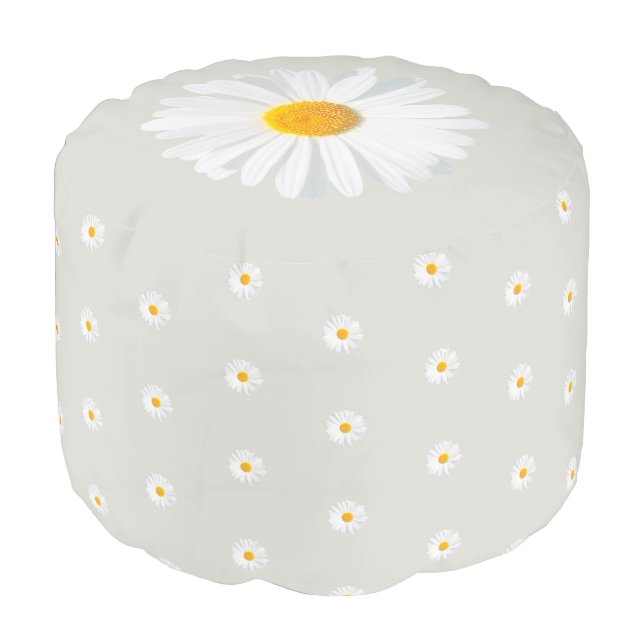white daisy pouf (Angled Front)