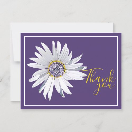 White Daisy Purple Background Thank You Postcard