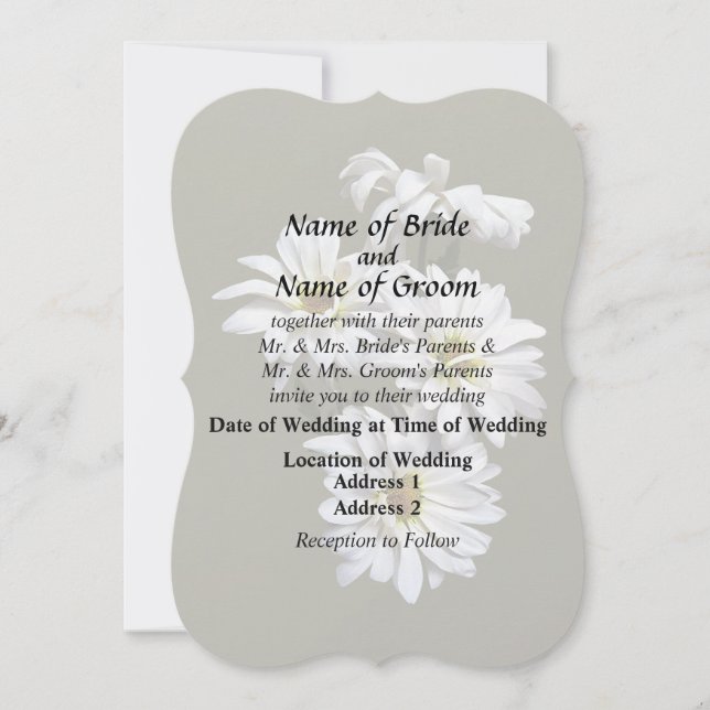 White Daisy Quartet Wedding Products Invitation (Front)