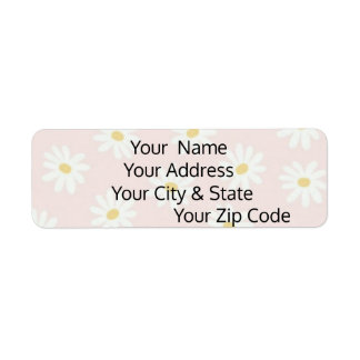White Daisy Return Address Label
