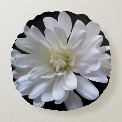 White Daisy Round Pillow