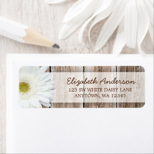 White Daisy Rustic Barn Wood Address Labels