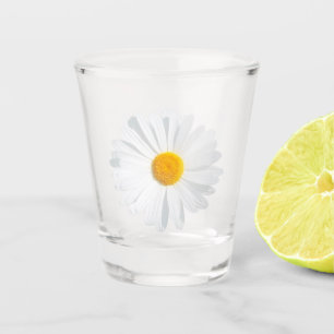 white daisy shot glass