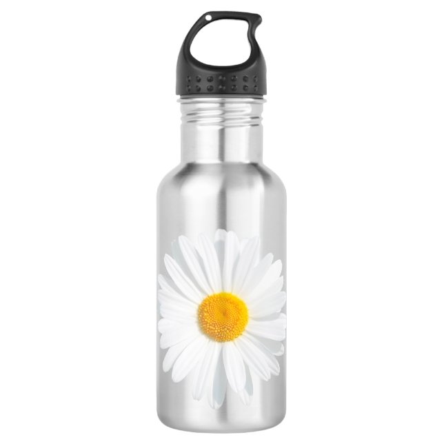 white daisy stainless steel water bottle (Front)