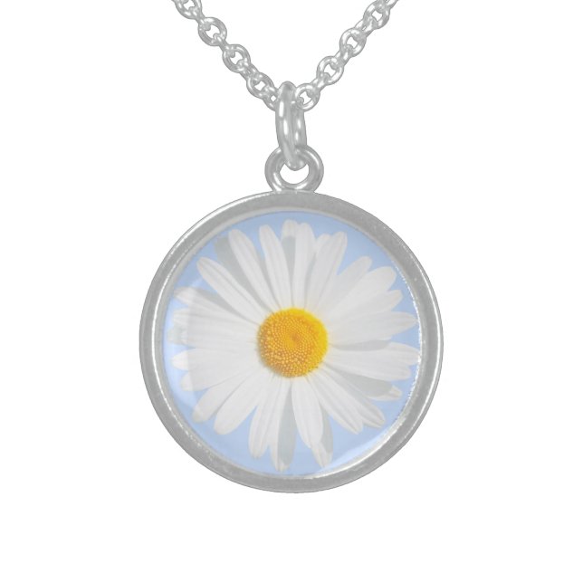 white daisy sterling silver necklace (Front)