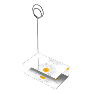 white daisy table card holder