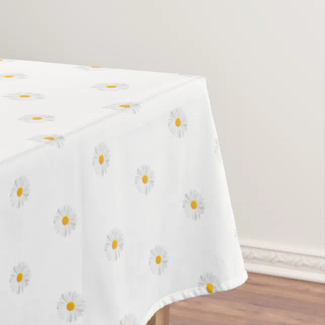 white daisy tablecloth Zazzle