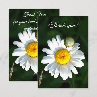 White Daisy Text Thank You Card | Zazzle