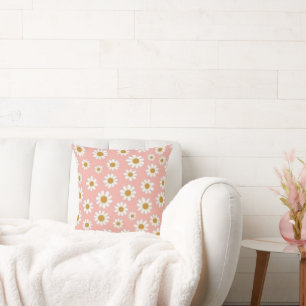 White Daisy Throw Pillow