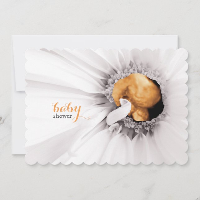 White Daisy Ultrasound Baby Shower Invite (Front)