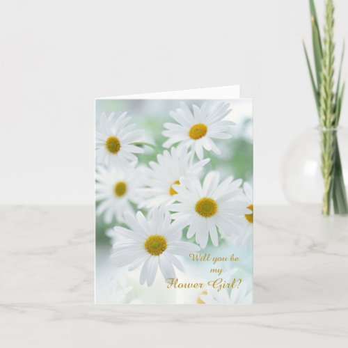 White daisy Wedding Flower Girl Invitation