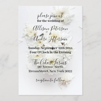 White Daisy Wedding Invitation by TwoTravelledTeens at Zazzle
