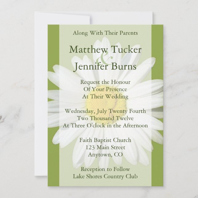 White Daisy Wedding Invitation Announcement (Front)