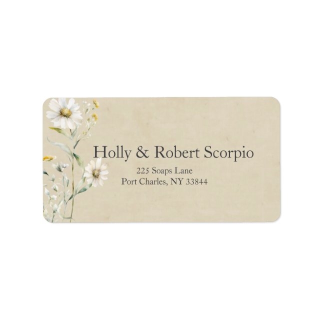 White Daisy Wedding Label (Front)