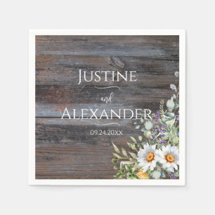 White Daisy Wedding Napkins