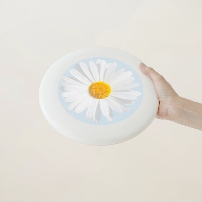 white daisy Wham-O frisbee (In Hand)