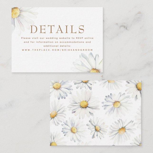 White Daisy Wildflower Elegant Small Details Enclosure Card (Front/Back)