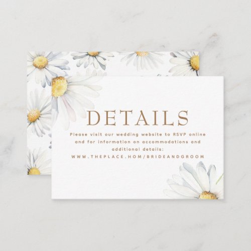 White Daisy Wildflower Elegant Small Details Enclosure Card