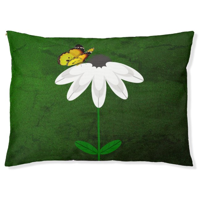 White Daisy With Butterfly Pet Bed (Front)
