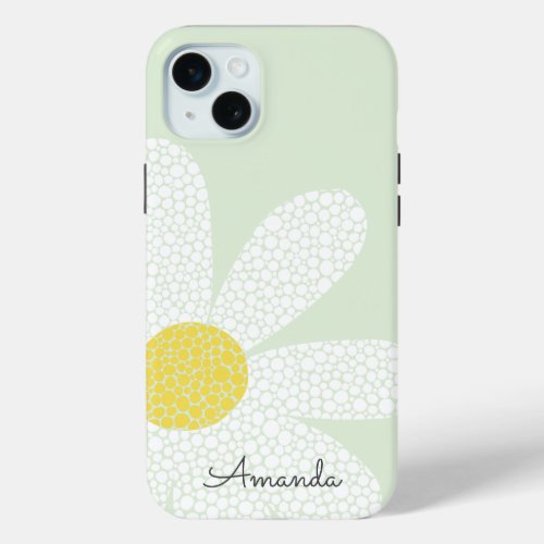 White Daisy with dots iPhone 15 Plus Case