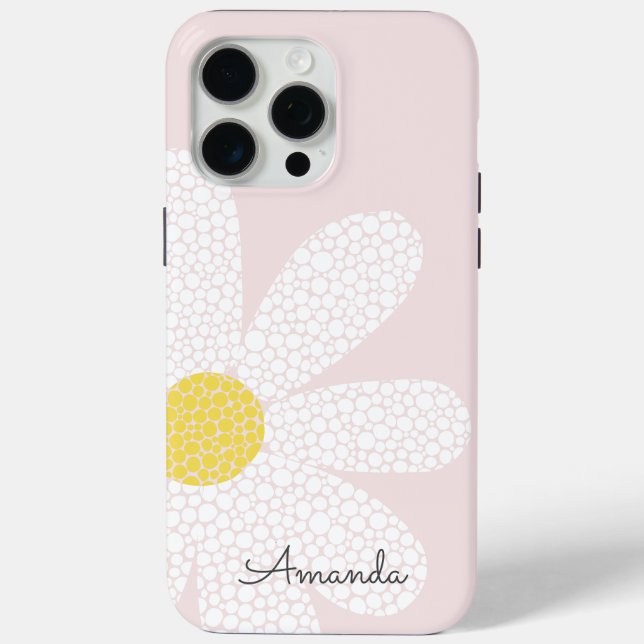 White Daisy with dots Case-Mate iPhone Case (Back)