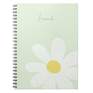 White Daisy with dots Notebook