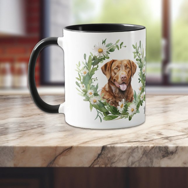 White Daisy Wreath Chesapeake Bay Retriever Dog Mug (Creator Uploaded)