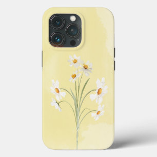 White Daisy Yellow Floral Watercolor iPhone 13 Pro Case