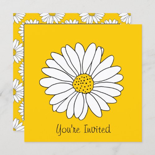 White Daisy Yellow White Daisy Pattern 2 Invitation