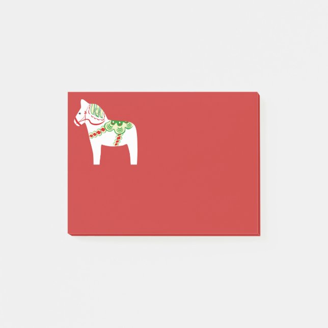 White Dala Horse Post it Notes (Front)